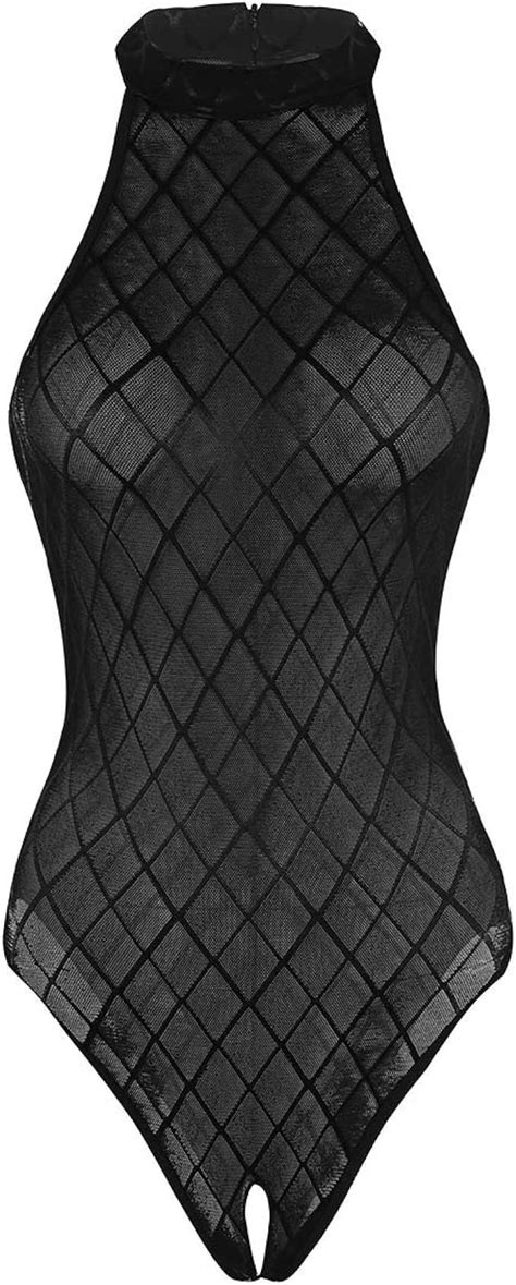 Freebily Damen Stringbody Transparent Ouvert Body Lingerie Offener Schritt Bodysuit Overall
