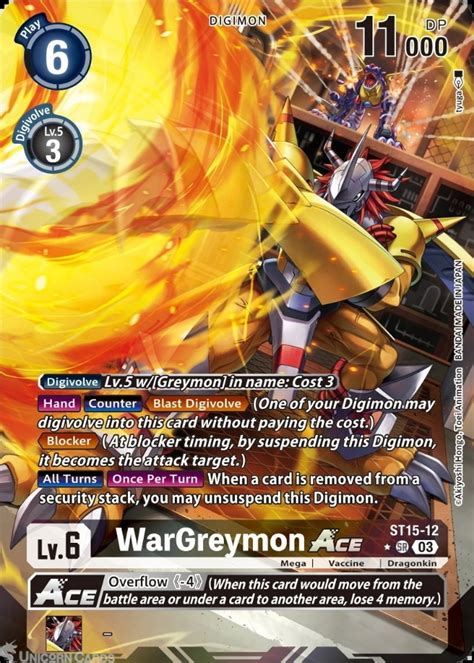 ST15 12 P1 WarGreymon ACE Super Rare Rare Pull Alternative Art