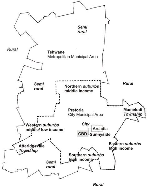 Map Of Pretoria Indicating The Physical Locations Of Rural Township