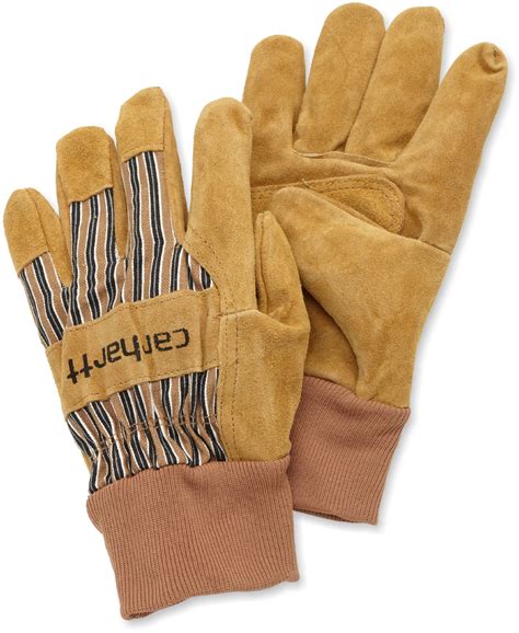 Carhartt Mens Suede Work Glove With Knit Cuff Brown Large Ebay