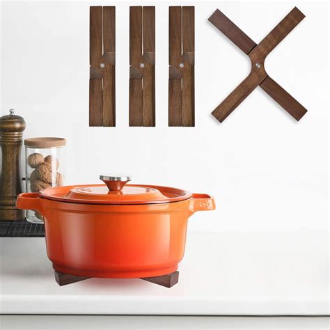 Buy Wooden Trivets Set 4 Pack Foldable Walnut Wood Hot Pads For Hot Dishes Heat Resisting