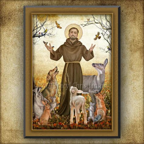 St. Francis of Assisi and Animals Wood Icon & Holy Card GIFT SET ...
