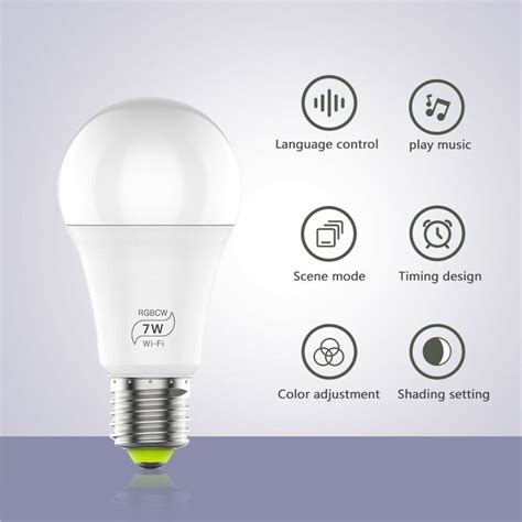 WiFi Smart Light Bulb E27 7W RGBCW LED Lamp Amazon Etsy