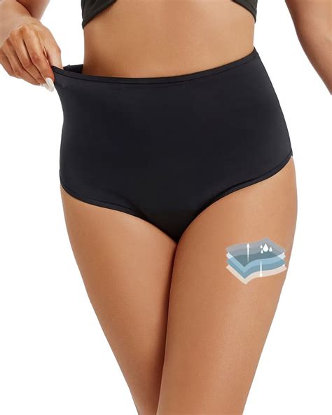 Waxjjdw Period Swimwear Bottoms Menstrual Leakproof Bikini Bottoms High Waisted Bathing Suit