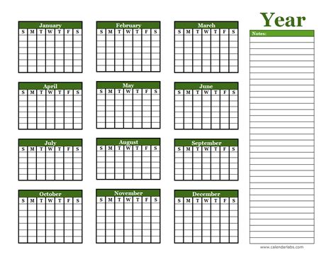 Printable Yearly