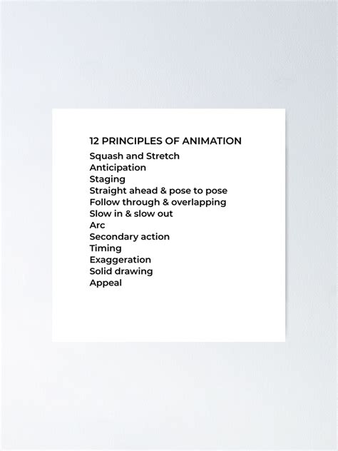 12 Principles Of Animation Poster For Sale By MatteoDangMinh Redbubble