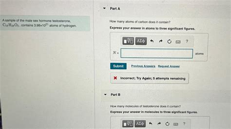 Solved A Sample Of The Male Sex Hormone Testosterone Chegg