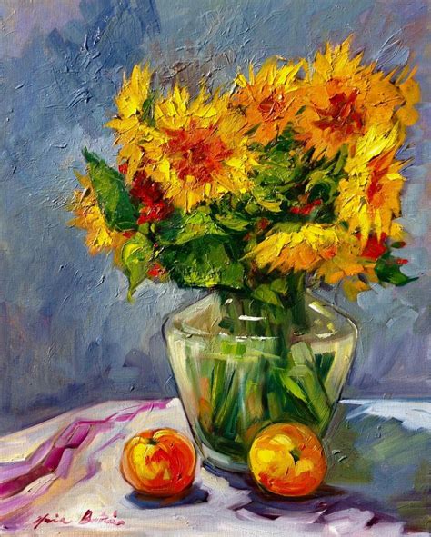 Maria Bertran Still Life Painting Sunflowers Impressionist Still Life