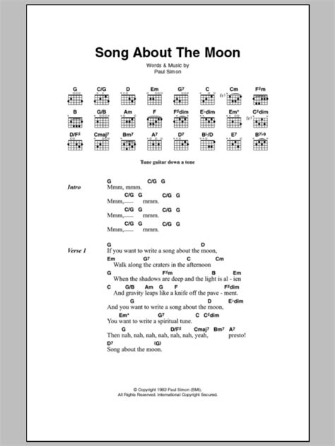 Song About The Moon By Paul Simon Guitar Chordslyrics Guitar