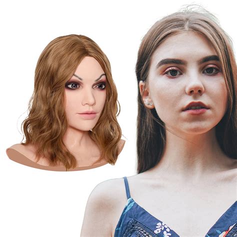 silicone female realistic female mask full face  neck disguise