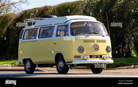 1972 Volkswagen Transporter Camper Van Travelling On An English Country