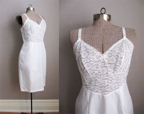 1960s White Slip Vintage Lingerie Lace Nylon Size 38 Medium Etsy