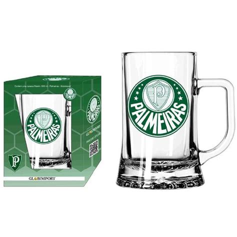 Caneca De Chopp Palmeiras Personalizada Vidro 500ml Globimport