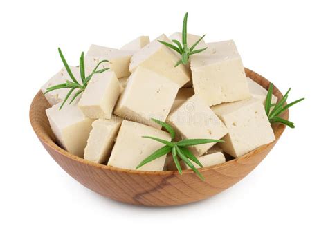 Set Of Diced Tofu Cheese On A White Background Isolated Stock Photo