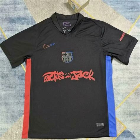 Mens Travis Scott X Fc Barcelona 2024 25 Match Away Cactus Jack Black