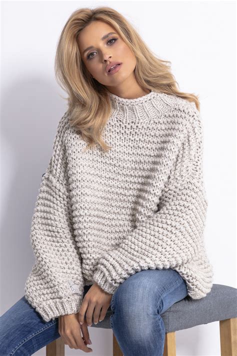 Sweter CHUNKY KNIT luźny w prążek F790