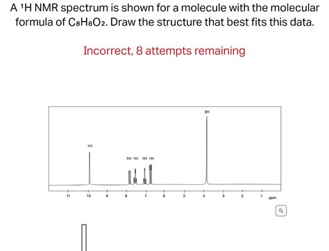 Solved The 1h Nmr Spectrum Is Shown For A Molecule With The