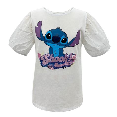 Playera Stitch Talla Cuello Redondo Manga Corta Dise O Shock Blanca