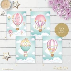 Hot Air Balloon Invitation Pink And Turquoise Editable Up Up Away Birthday Digital