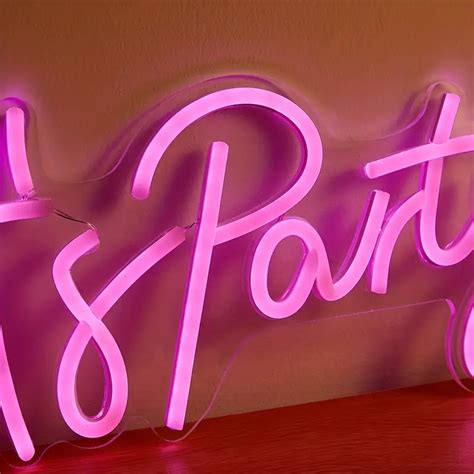 Led Neon Sign Lets Party 5v Usb Power Supply Plug In Neon Temu