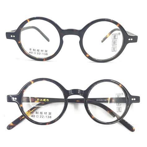 Hand Made Vintage Small 40 42 44 Round Acetate Tortoise Eyeglass Frames Full Rim Unisex Glasses