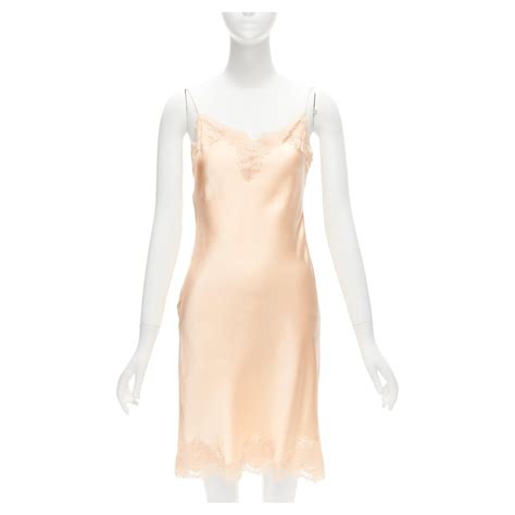 DOLCE GABBANA 100 Silk Nude Lace Trim Spaghetti Strap Slip Dress IT40 S For Sale At 1stDibs
