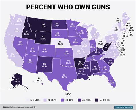 American Firearm Ownership By State Map America Map Us Map