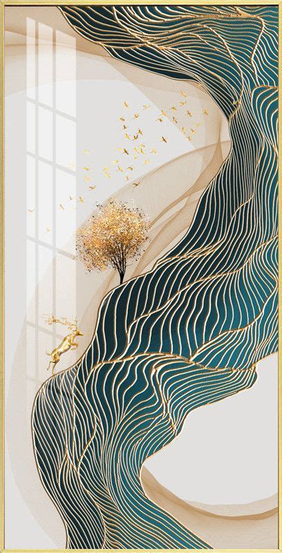 新中式装饰画 高清喷绘，晶瓷画 Resin Art Canvas Gold Art Painting Abstract Flower Art