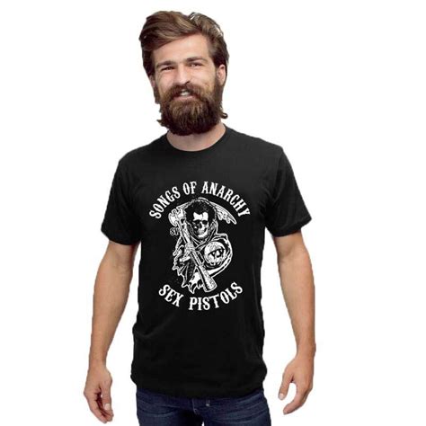 Camiseta Rock Sex Pistols Songs Of Anarchy Tamanho Adulto Mangas Curtas Na Cor Preta Premium