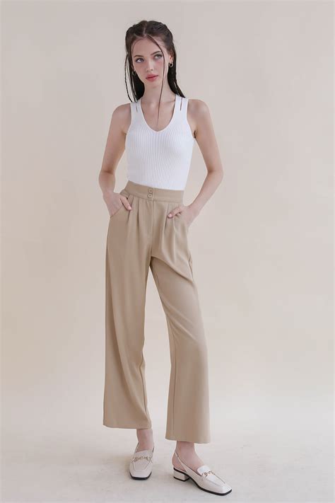 Matt Darted Wide Leg Pants Nude The Willow Label