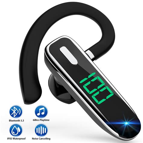 SixSim Bluetooth Headset V5.3, Wireless Earpiece, Noise Cancelling, 68H ...