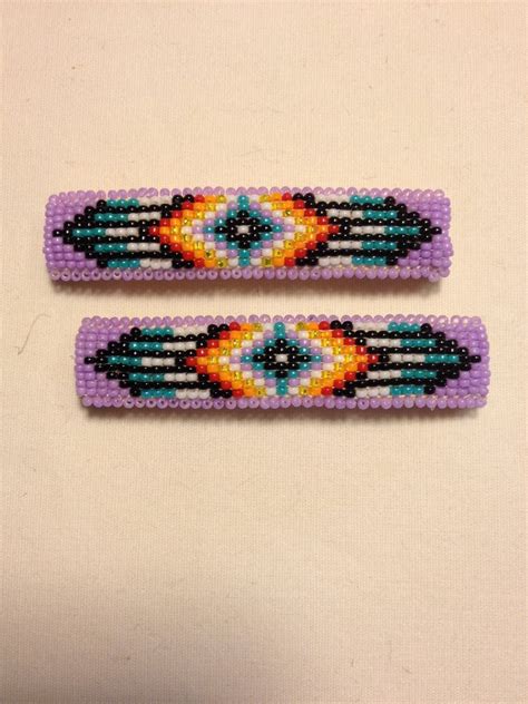 Native American Beaded Barrettes Etsy