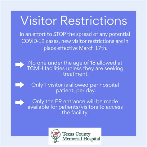 COVID 19 Increases Visitor Restrictions Texas County Memorial Hospital