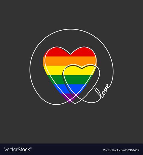 Lgbt Gay Pride Flag Color Heart In Continuous Vector Image