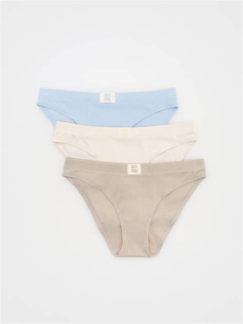 Set de perechi de bikini cu croială braziliană și conținut ridicat de bumbac Culoare crem