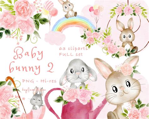 Baby bunny clipart | Creative Market