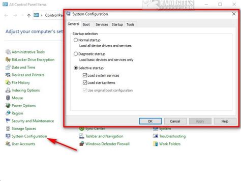 How To Add System Configuration Msconfig To Control Panel Majorgeeks