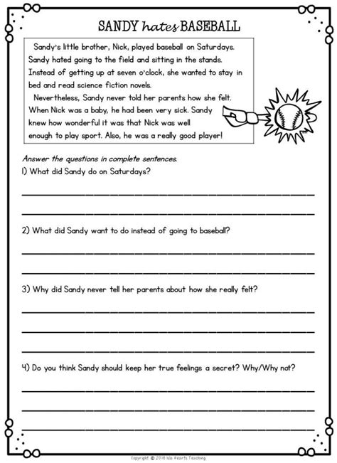 Coloring Book Second Grade Reading Sheets Comprehension Times Tables