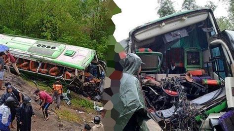 Kecelakaan Maut Pukul 13 30 Wib 13 Orang Tewas Usai Bus Tabrak Tebing