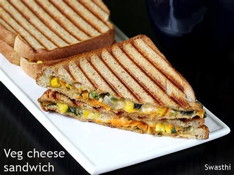 Veg Cheese Sandwich Vegetable Cheese Sandwich Swasthis Recipes