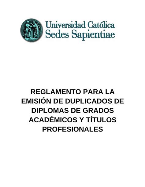 PDF REGLAMENTO PARA LA EMISIÓN DE DUPLICADOS DE DIPLOMAS