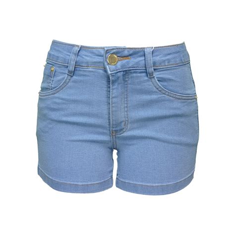 Short Barra Jeans Claro Cintura Alta Hot Pants Algodão Nooster