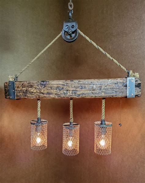 Reclaimed Barn Wood Beam Light Fixture Chandelier 1377 SOLD Old Barn