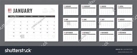 2023 Calendar Planner Template Set Vector Stock Vector (Royalty Free ...