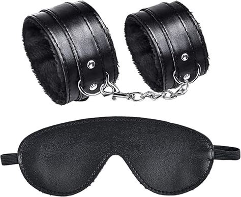 Qoosea Menottes et Bandeau Sex Furry Menottes Sex toys Adulte Bondage BDSM Érotique Jouets