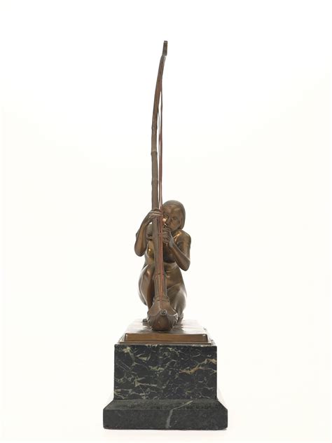Lot Hans Muller Art Nouveau Nude Harp Player Bronze Sculpture