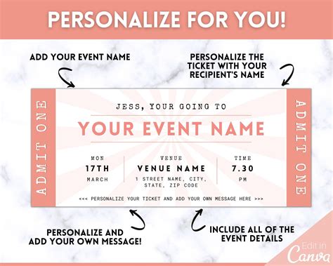 Event Ticket Editable Template | Perfect Gift for Special Occasions