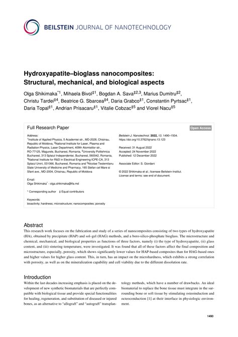 PDF Hydroxyapatitebioglass Nanocomposites Structural Mechanical