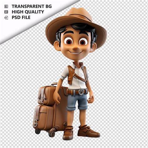 Persona Latina Viajando En D Estilo De Dibujos Animados Fondo Blanco Archivo Psd Premium