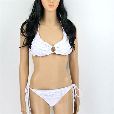 Hot Strip Steel Bracket Without Padding Women S Bikini Pure Color Fold Women S Bathing Suit